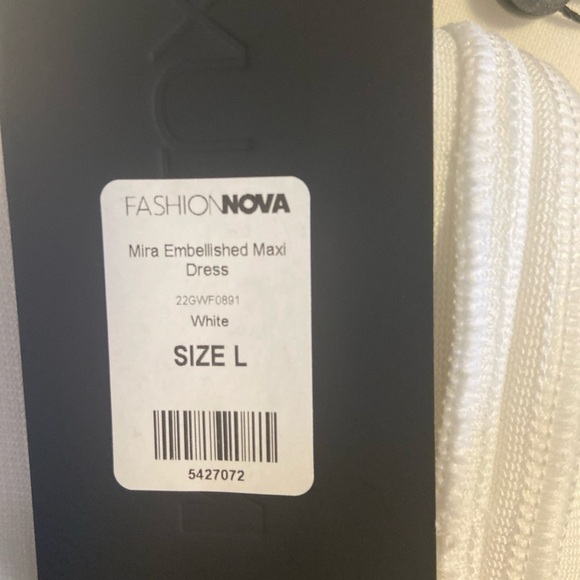 NovaLuxe  Mira Embellished Maxi Gown White Front Slit Strapless Size Large - Picture 12 of 16